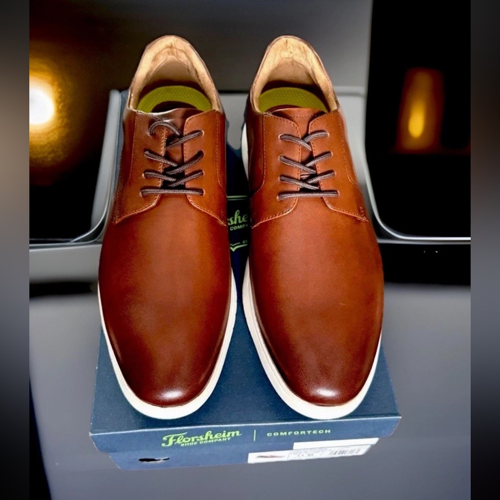 Florsheim Dash PT Oxford Men’s 11 & 11.5 Cognac MLT Leather ComfortTech Shoes